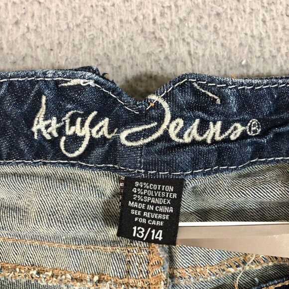 Ariya Jeans Womens 13/14 Blue Flare Leg Distressed Grunge Preppy Denim Outdoor - Picture 4 of 10